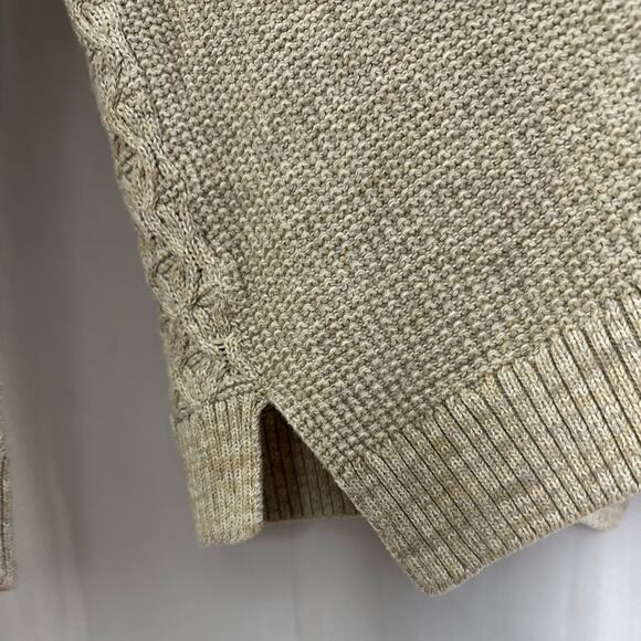 Jeanne Pierre Oatmeal Cream Cable Knit Crew Neck Sweater Womens Size Small - Picture 5 of 5